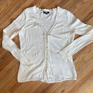 Frye small cotton Cream Scalloped Edge Knit Cardigan